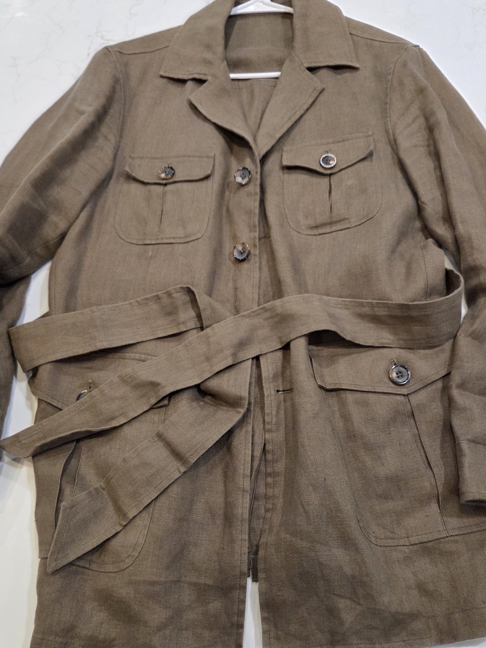Spier & Mackay Men's Linen Safari Jacket - Olive - Size 38